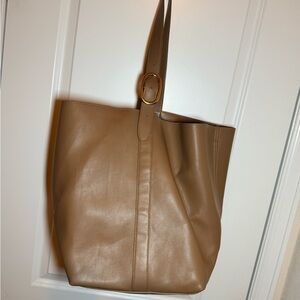 Old Navy Tan Tote Bag with Gold Buckle